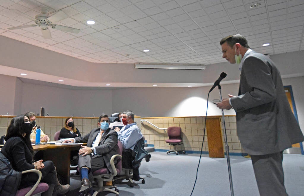 Activist Patrick Duff addresses a Delran Township City Council meeting