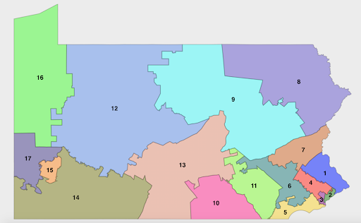 Lehigh County piano teacher Amanda Holt's proposed congressional district map.