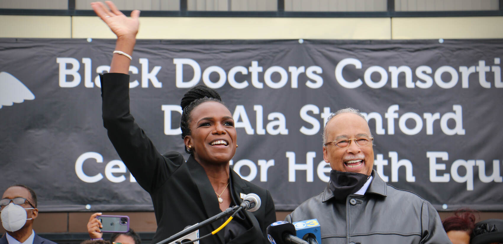 Dr. Ala Stanford speaks glowingly of Pastor Glen Spaulding of the Deliverance Evangelistic Church, which provided the space for her new medical clinic, Black Doctors COVID Consortium, in North Philadelphia.