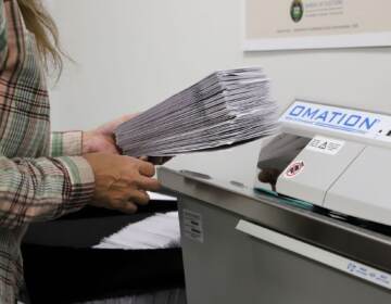 A worker processes mail-in ballots at the Cumberland County Bureau of Elections on Nov. 4, 2020. (Cumberland County Bureau of Elections)