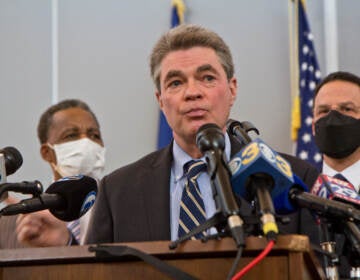 Delaware County District Attorney Jack Stollsteimer joined other officials in announcing the results of the Chester Partnership for Safe Neighborhoods on Jan. 11, 2022. (Kimberly Paynter/WHYY)