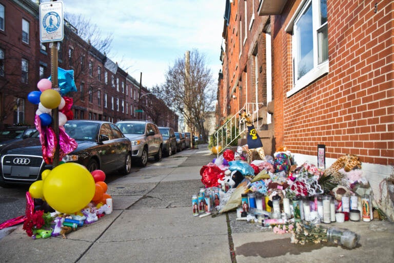 A memorial for the Fairmount rowhouse fire victims on North 23rd Street