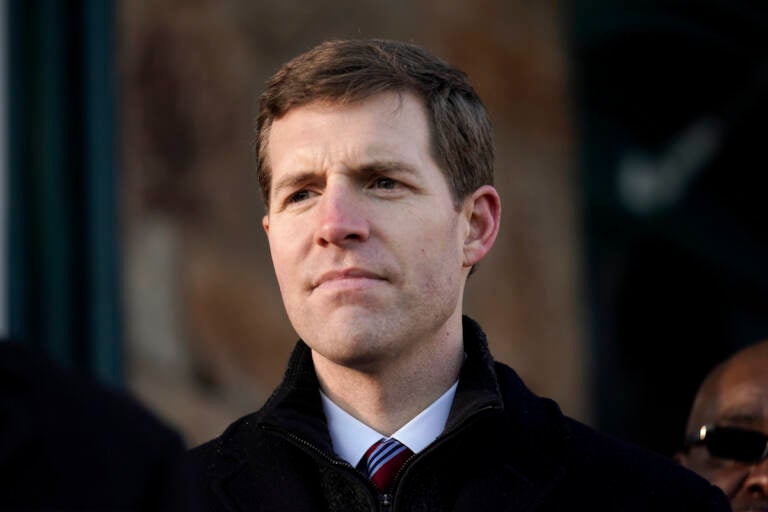 U.S. Senate candidate U.S. Rep. Conor Lamb, D-Pa., during a campaign event in Glenside, Pa., Thursday, Jan. 27, 2022. (AP Photo/Matt Rourke)