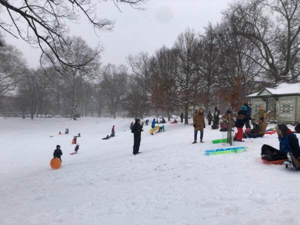 Families flocked to Clark Park in West Philadelphia on Saturday morning. (Emily Rizzo/WHYY)