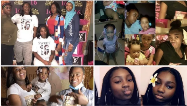 A photo collage of Rosalee McDonald and Virginia Thomas and their children shared by their friends and relatives after a devastating fire took their lives.