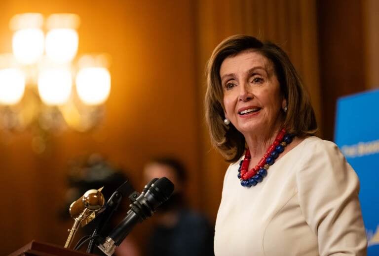 Speaker of the House Nancy Pelosi (D-CA) talks to reporters during her weekly news conference on Capitol Hill on January 20, 2022 in Washington, DC. (Photo by Eric Lee-Pool/Getty Images)