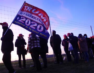 Supporters of President Donald Trump arrive for a campaign rally at the Kenosha Regional Airport on November 02, 2020 in Kenosha, Wisconsin. (Photo by Scott Olson/Getty Images)