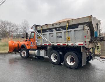 DelDOT has 40,000 tons of salt available for the storm, and this plow truck is ready to roll. (DelDOT)