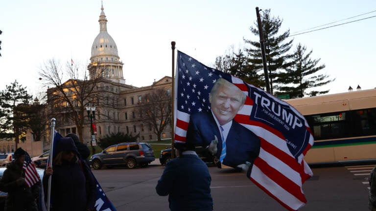 Supporters of then-President Donald Trump gather outside the Michigan State Capitol in 2020. (Rey Del Rio/Getty Images)