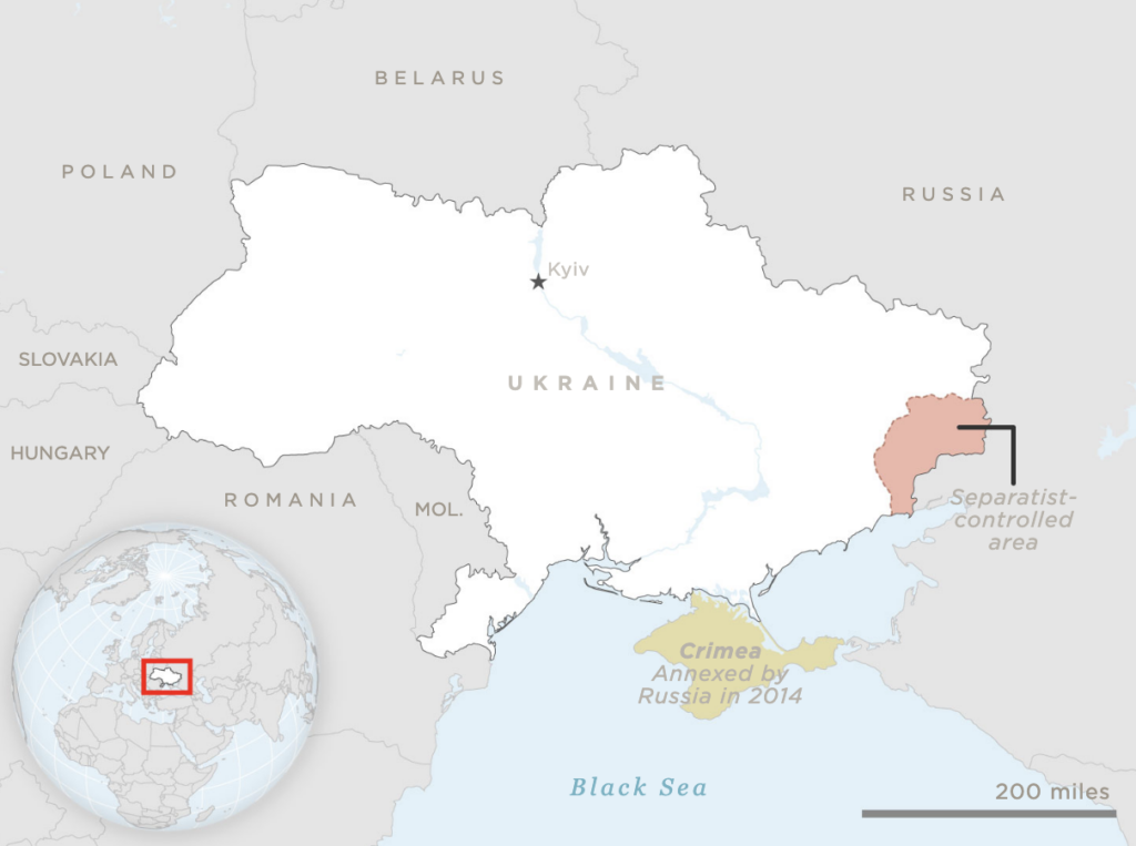A map shows Ukraine