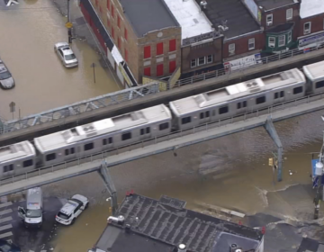 An aerial view of flooding in Kensington.