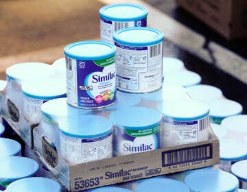 File photo: A pallet of Similac infant formula is seen at a drive-thru food distribution organized by the Los Angeles Regional Food Bank.   (REUTERS/Bing Guan)