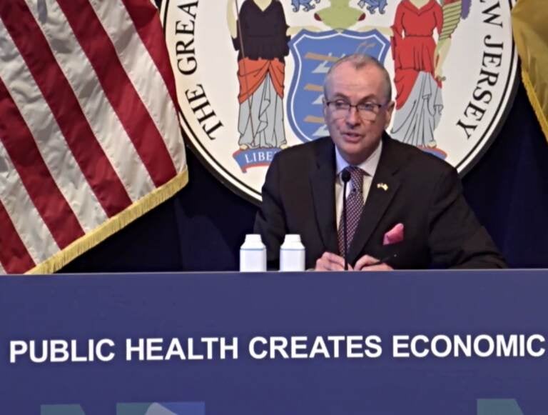 New Jersey Gov. Phil Murphy speaks during the state's COVID briefing on Feb. 23, 2022. (Screen shot/New Jersey)