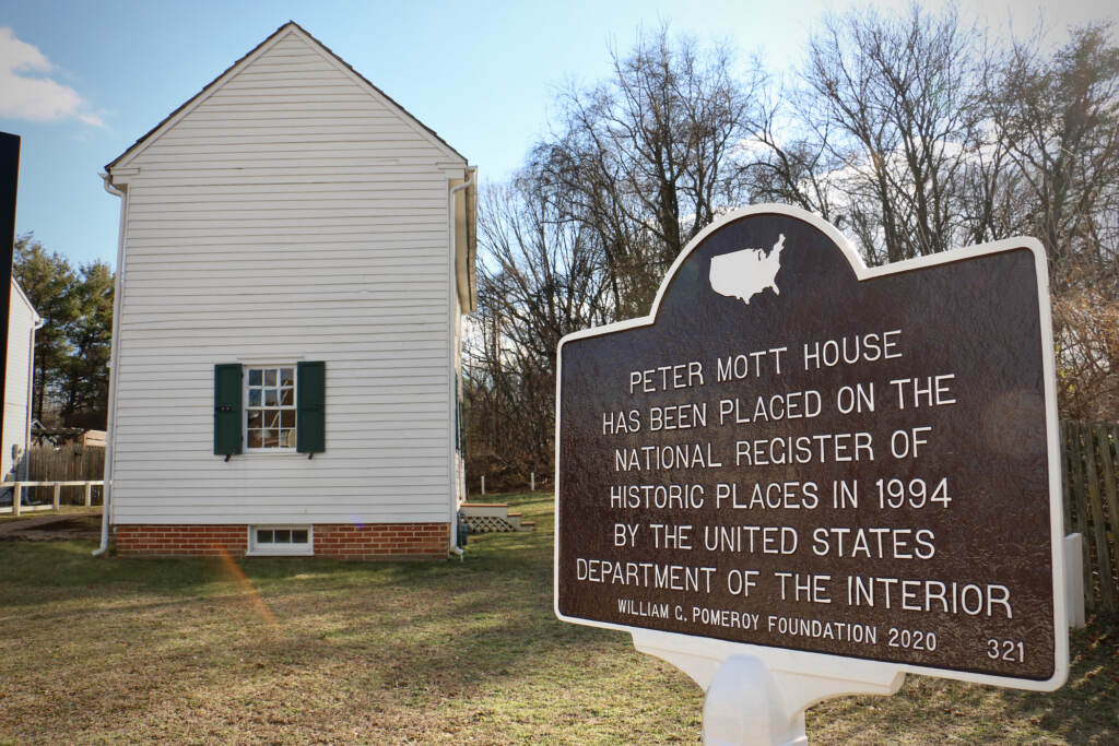 The home of abolitionist Peter Mott, with a plaque designating the site