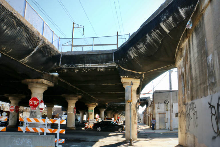 Extensions from the 25th Street Viaduct hang over sidewalks