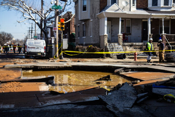 A massive hole at South 56th and Springfield Avenue