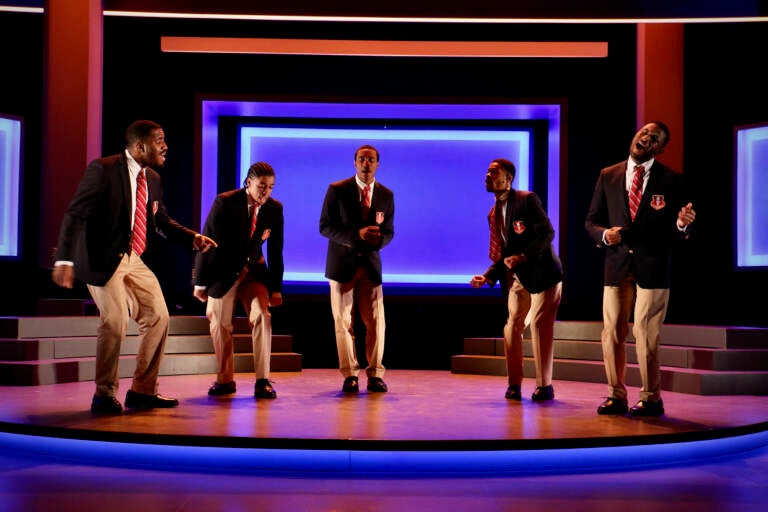 The cast of ''Choir Boy'' rehearsing on stage at the Philadelphia Theatre Company