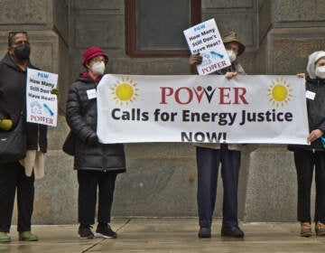 Members of the POWER Interfaith organization held a protest and prayer vigil for people in Philadelphia living without heat outside City Hall, on February 3, 2022. (Kimberly Paynter/WHYY)