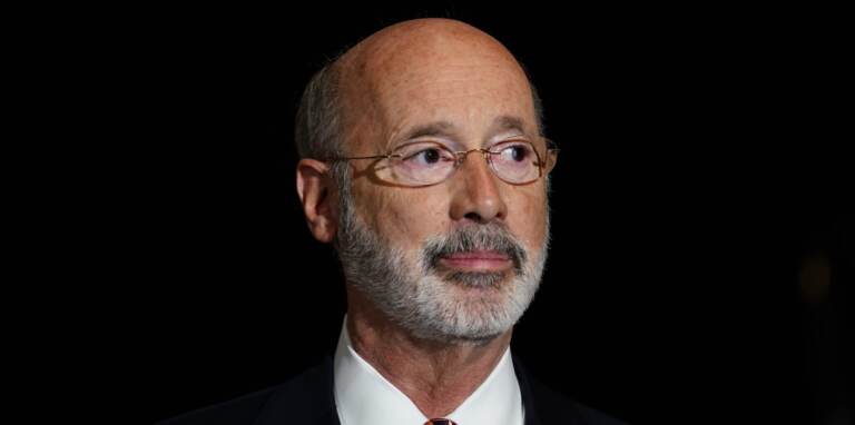 Gov. Tom Wolf speaks from a podium