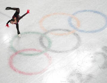 Kamila Valieva, of the Russian Olympic Committee, competes in the women's free skate program during the figure skating competition at the 2022 Winter Olympics, Thursday, Feb. 17, 2022, in Beijing. (AP Photo/Jeff Roberson)