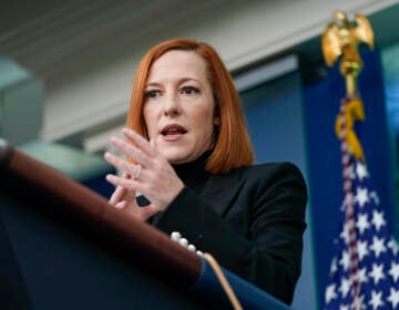 White House press secretary Jen Psaki speaks during a press briefing at the White House in Washington, Friday, Feb. 25, 2022. (AP Photo/Carolyn Kaster)