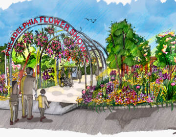 Artist rendering of the entry garden for the 2022 Philadelphia Flower Show