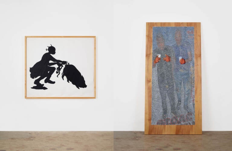 Left: Untitled
Kara Walker, 'Untitled 1', 
1995; Right: Wilmer Wilson IV. 'Pres' (2017). (Courtesy of The Lumpkin-Boccuzzi Family Collection)