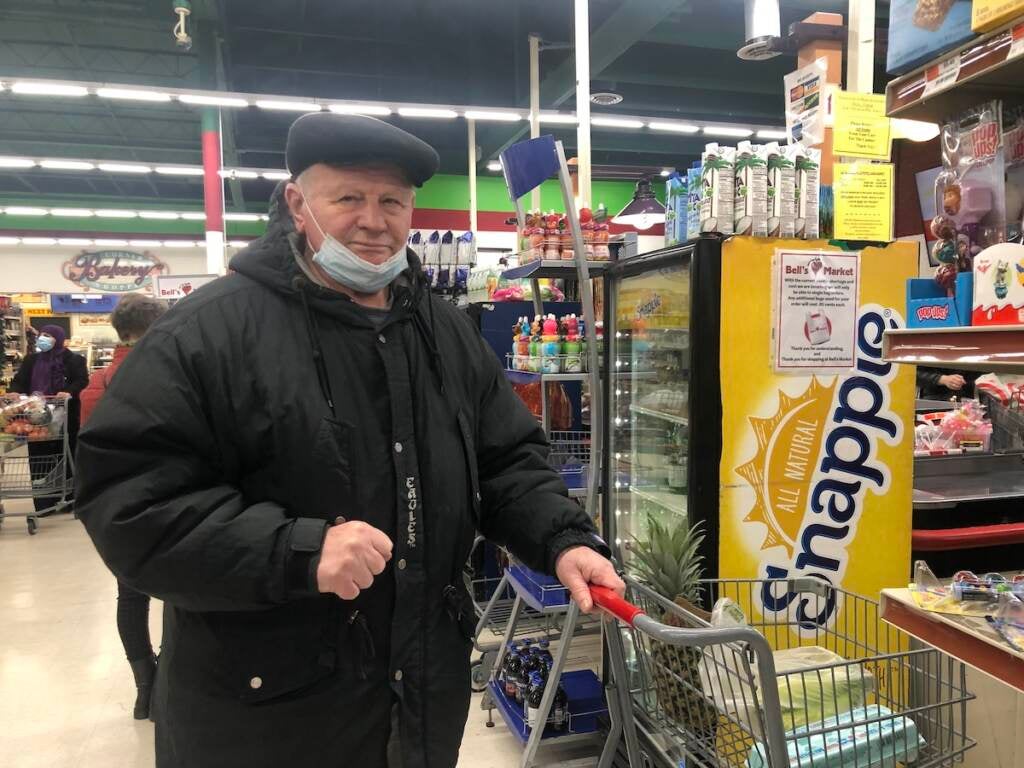 Stepan, 85, shopping in Bell's Market on Saturday morning. He says he's concerned for the citizens of both Russia and Ukraine