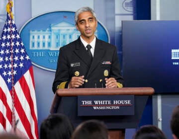 File photo: In this Thursday, July 15, 2021 file photo, Surgeon General Dr. Vivek Murthy speaks during the daily briefing at the White House in Washington. (AP Photo/Susan Walsh)