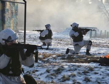 Russian soldiers attend a military exercise at the Golovenki training ground in Moscow. A buildup of Russian troops near Ukraine has fueled Western fears of an invasion, but Moscow has denied having plans to launch an attack, while demanding security guarantees from the U.S. and its allies. (Alexei Ivanov/Russian Defense Ministry Press Service/AP)