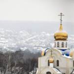 A church is seen in the Russian village of Shebekino outside Belgorod, a few miles from the Ukrainian border, on Jan. 27, 2022. (Alexander Nemenov/AFP via Getty Images)