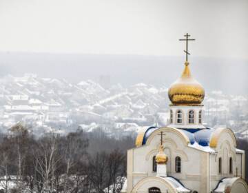 A church is seen in the Russian village of Shebekino outside Belgorod, a few miles from the Ukrainian border, on Jan. 27, 2022. (Alexander Nemenov/AFP via Getty Images)