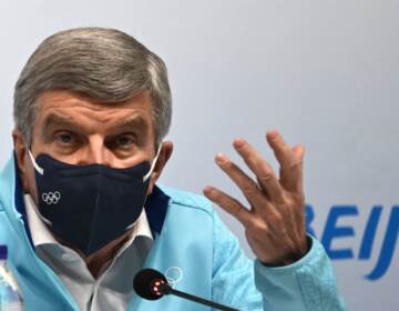 International Olympic Committee (IOC) President Thomas Bach addresses journalists during a press conference at the Main Media Center on February 3, 2022 ahead of the Beijing 2022 Winter Olympic Games. (Photo by Anne-Christine POUJOULAT / AFP) (Photo by ANNE-CHRISTINE POUJOULAT/AFP via Getty Images)