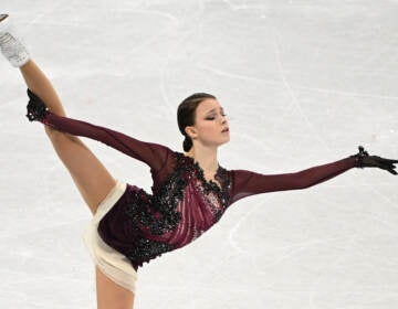 Russia's Anna Shcherbakova competes in the women's single skating free skating of the figure skating event during the Beijing 2022 Winter Olympic Games at the Capital Indoor Stadium in Beijing on Feb. 17, 2022. (Photo by Kirill KUDRYAVTSEV / AFP) (Photo by KIRILL KUDRYAVTSEV/AFP via Getty Images)