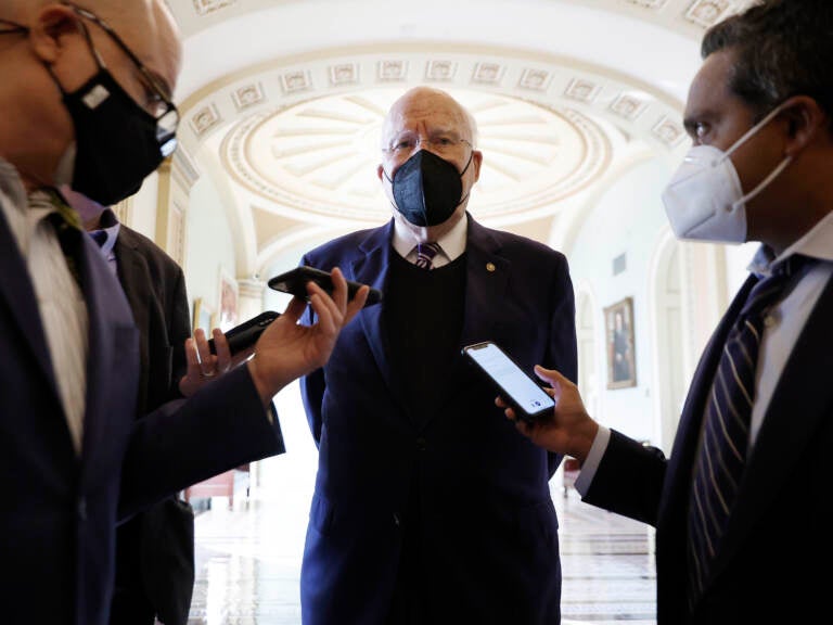 Senate President pro tempore and Appropriations Committee Chairman Patrick Leahy (D-VT) talks to reporters at the U.S. Capitol on January 31, 2022 in Washington, DC. (Photo by Chip Somodevilla/Getty Images)