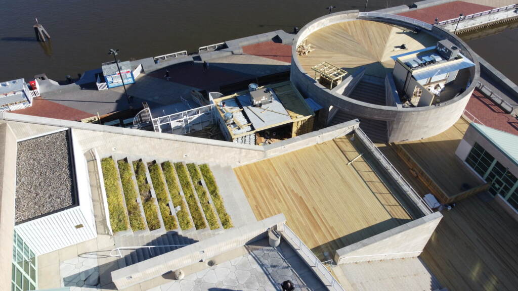 An aerial view of Liberty Point under construction