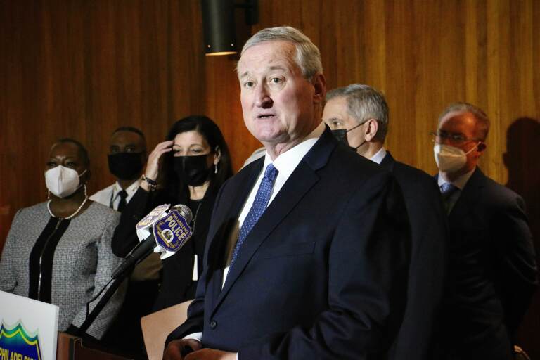 Mayor Jim Kenney speaks at a press conference