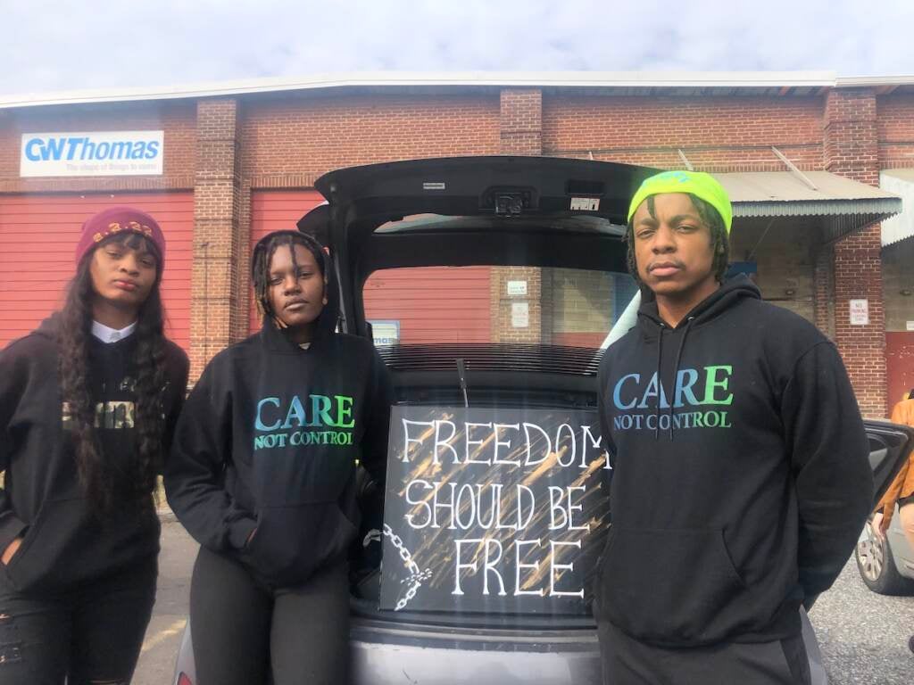 Maxine Morris, Luna Jung, and Andre Simms organize with Care, not Control, and the Youth Art Self-Empowerment Program. Jung said the youth need to be nurtured, rather than punished and forever defined by their mistakes.