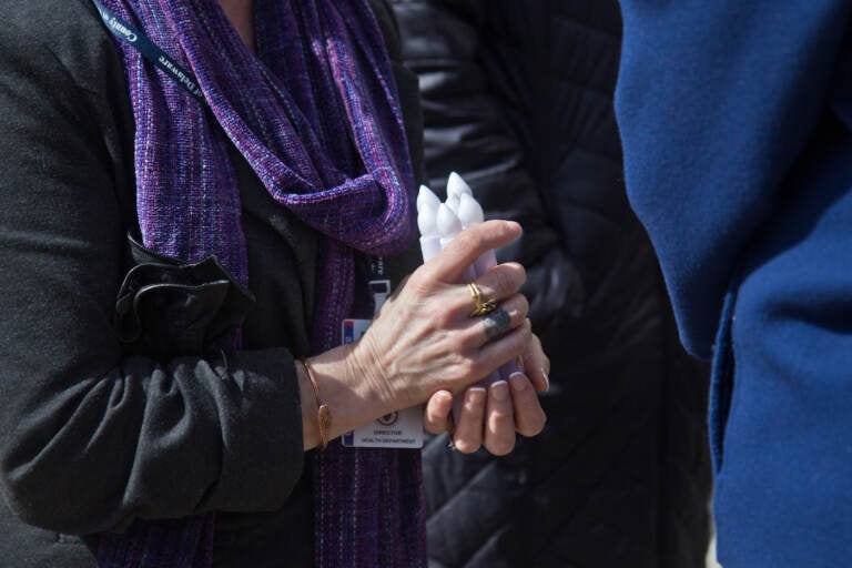 Officials in Delaware County held a vigil for the 1,800 residents that died of COVID-19 since the pandemic began, March 8, 2022. (Kimberly Paynter/WHYY)