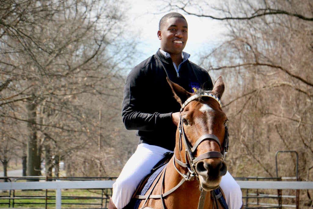 Kareem Rosser of West Philadelphia rides Louisa at Chamounix Stables He will captain one of the two teams in the first Philadelphia Polo Classic to be held in September at Fairmount Park