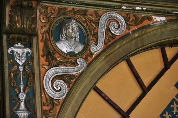 Lavish architectural details at the historic Lansdowne Theater. (Emma Lee/WHYY)