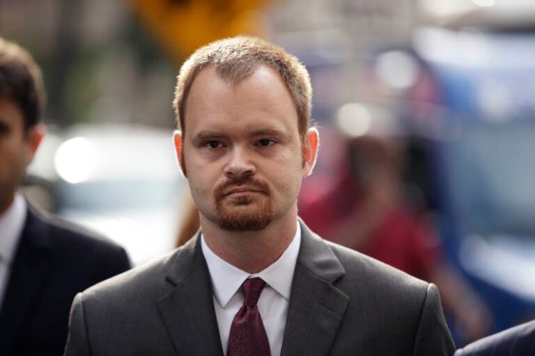 File photo: Brandon Bostian, the former Amtrak engineer involved in a 2015 derailment in Philadelphia that killed eight people and injured more than 200.  (AP Photo/Matt Rourke)