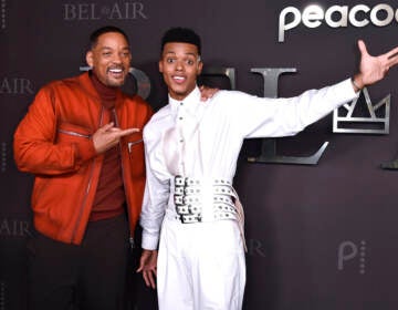 Will Smith, left, and Jabari Banks arrive at the premiere of 