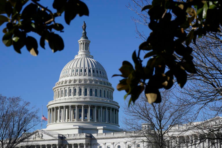 Sunlight shines on the U.S. Capitol dome on Capitol Hill in Washington, Monday, Feb. 21, 2022.