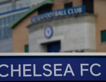 General views of Stamford Bridge stadium home of Chelsea football club in London,  Thursday, March 3, 2022. (AP Photo/Alastair Grant)