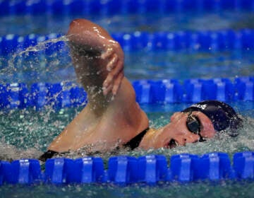 University of Pennsylvania transgender athlete Lia Thomas swims in a preliminary heat for the 500 meter freestyle at the NCAA Swimming and Diving Championships Thursday, March 17, 2022, at Georgia Tech in Atlanta