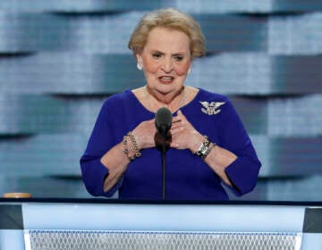 File photo: Former Secretary of State Madeleine Albright speaks during the second day of the Democratic National Convention in Philadelphia, July 26, 2016. (AP Photo/J. Scott Applewhite, File)