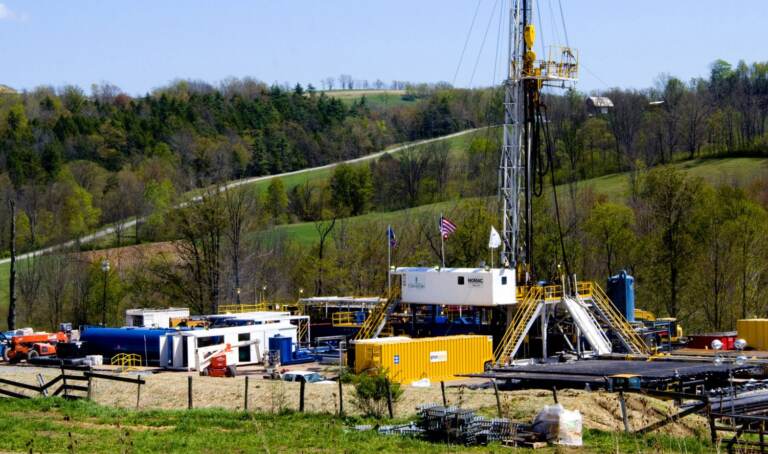 This 2017 file photo shows a Chesapeake Energy natural gas well site in Bradford County, Pa. (Ralph Wilson / AP Photo)