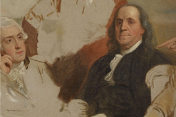 Cropped view of Ben Franklin in an old painting