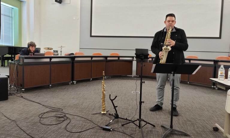 Frank Machos playing the saxophone